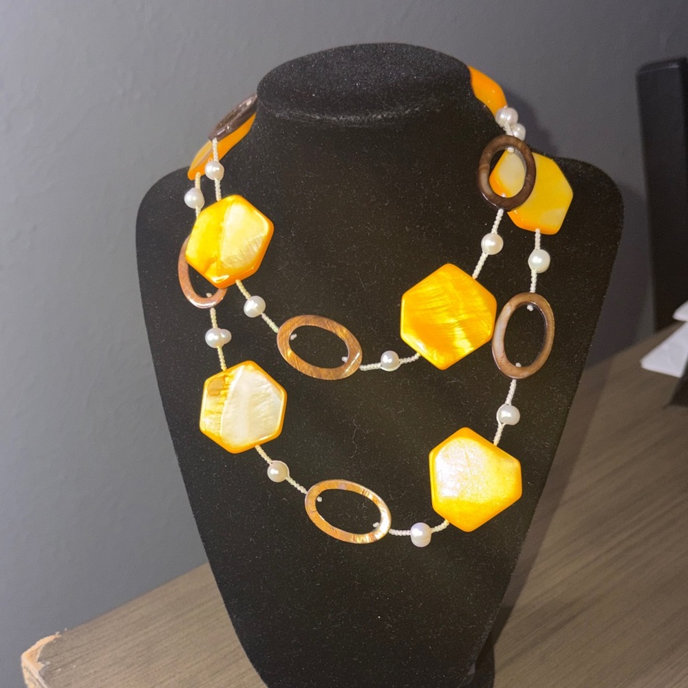 Yellow Shell & Pearl Statement Necklace